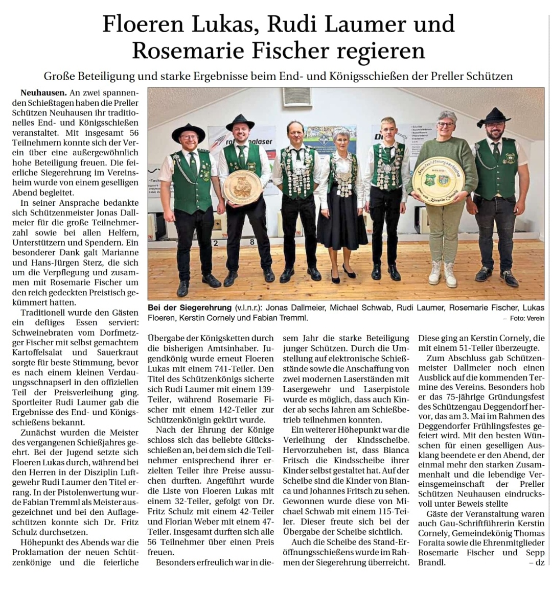 End- und Königschießen 2026